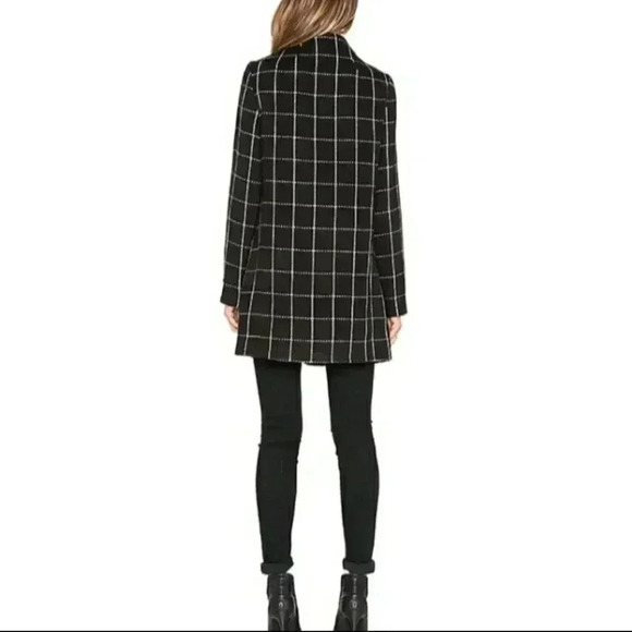 Sanctuary NWT City Coat Black and White Check‎ Pockets Collarless Womens Medium - Picture 3 of 14